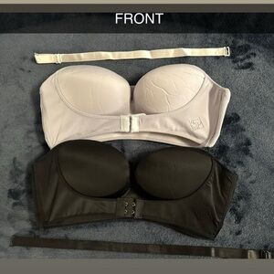 Elegant Strapless Bra Set - Black and Cream